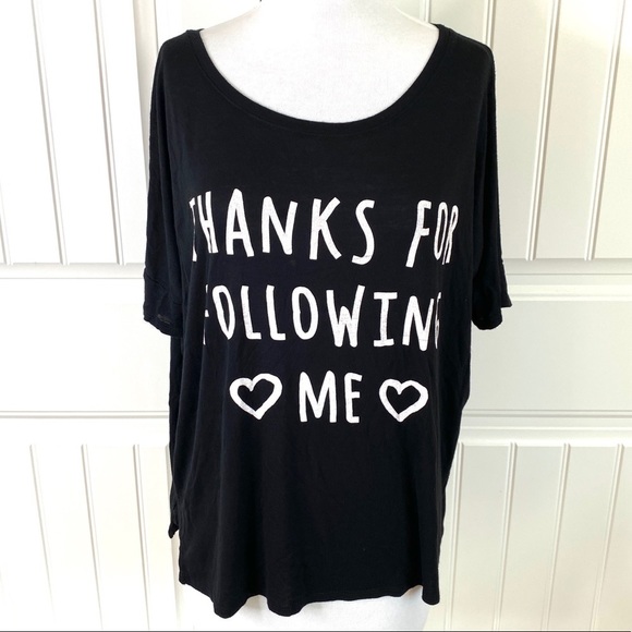 one clothing Tops - One Clothing Thanks For Following Me Graphic Tee L